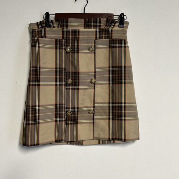 River Island Dresses & Skirts - River‎ Island Women's Plaid Mini Skirt US 6 UK 10 Paper Bag Waist Buttons Preppy